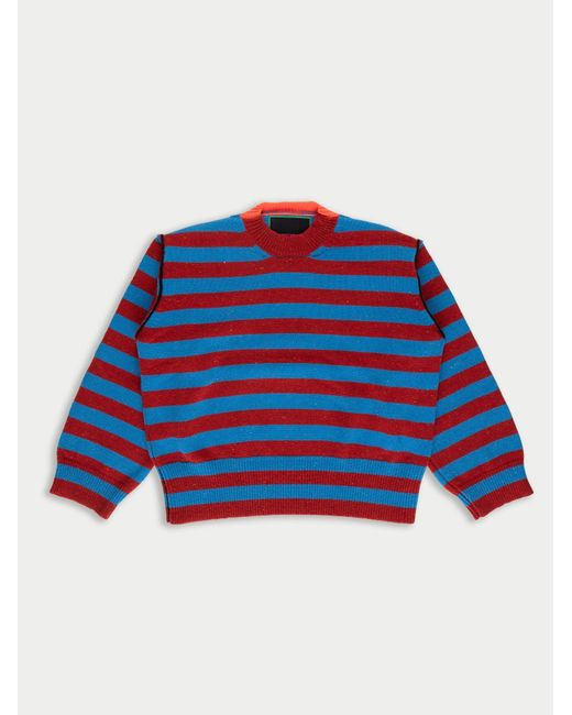 La Fetiche Blue Leslie Oversized Loose Fit Striped Sweater