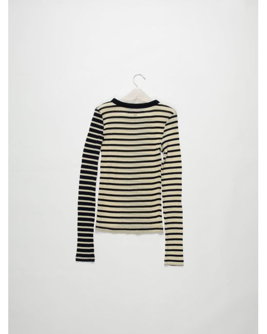 La Fetiche White Magoo Striped Fine Weight Ribbed Top