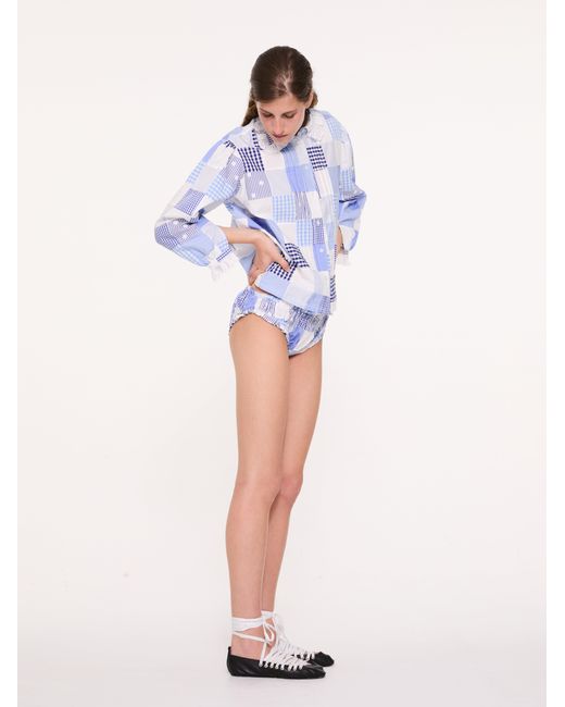 La Fetiche Blue Lulu Patchwork Cotton Pants