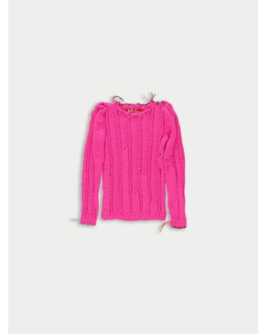 La Fetiche Pink Ivy Handknitted Cable Sweater
