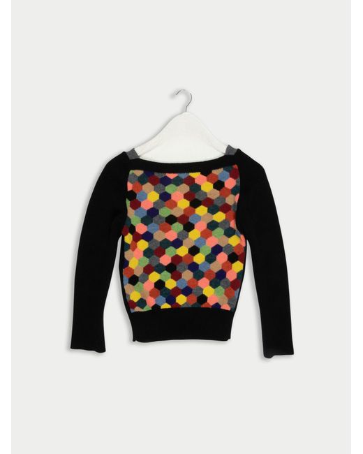 La Fetiche Black Nan Hand Intarsia Patchwork Style Sweater