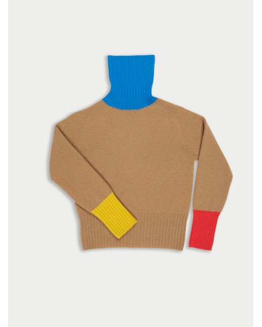 La Fetiche Blue Rudi Traditional Seam Free Polo-Neck Sweater With Contrast Ribs