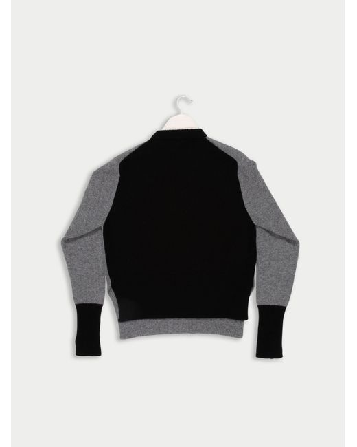 La Fetiche Gray Diana Hand-Framed Colour Blocked Sweater With Metal 'D' Ring