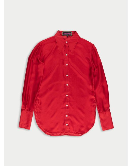 La Fetiche Red Tasha Lightweight Silk Shirt