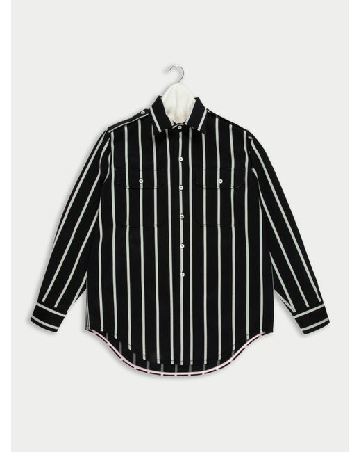 La Fetiche Black Loic Military Style Shirt With Contrast Buttons