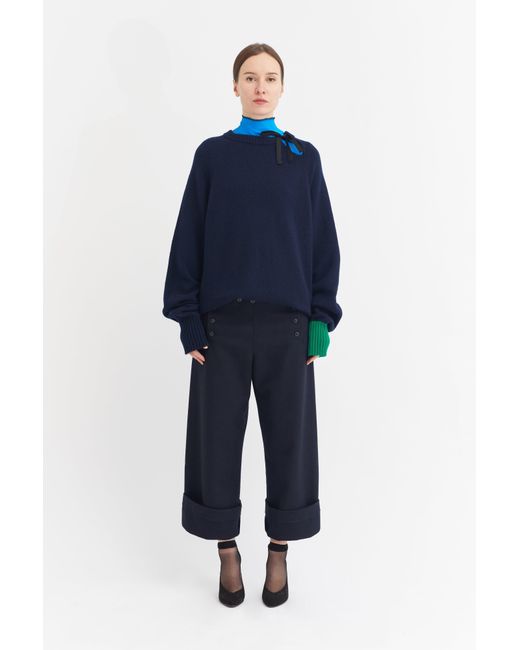 La Fetiche Blue Ella Oversized Crew Neck Sweater