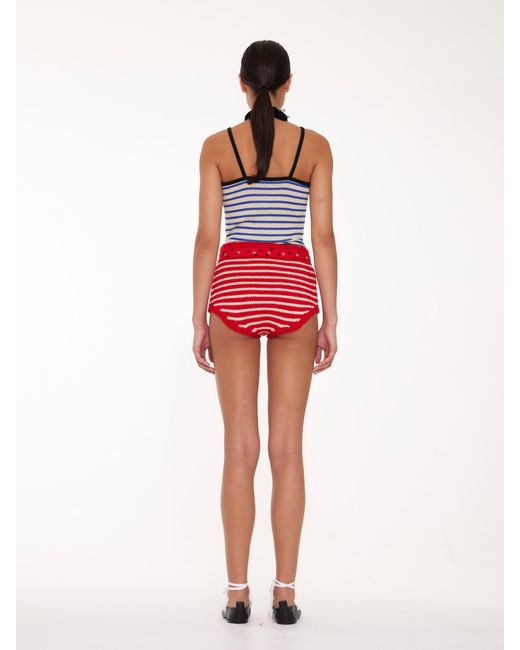 La Fetiche Red Edie Striped Pants