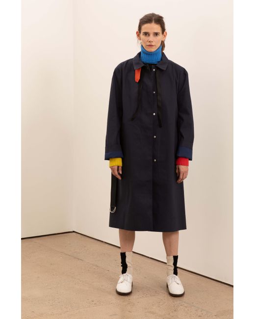 La Fetiche Blue Lauren Traditional Waterproof Trench Coat