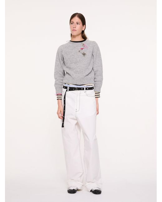 La Fetiche Gray Joy Crew Neck Shetland Sweater