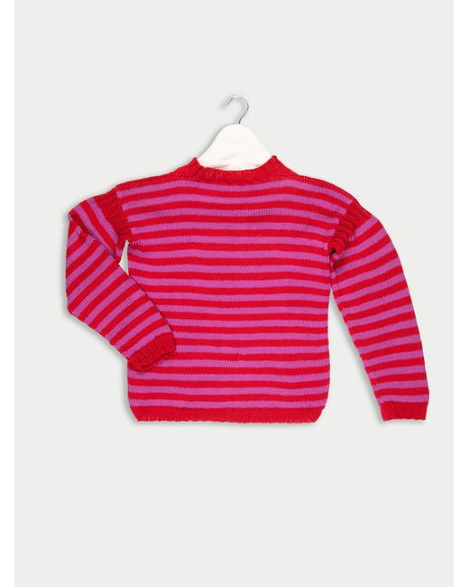 La Fetiche Red Jacno Hand Knitted Striped Sweater