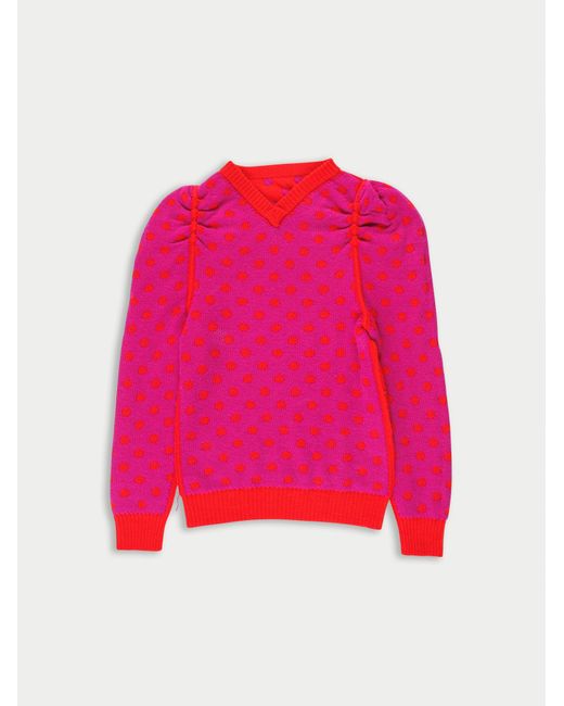 La Fetiche Red Hana Reversible V-Neck Sweater