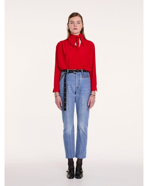 La Fetiche Red Nusch Neck Tie Blouse