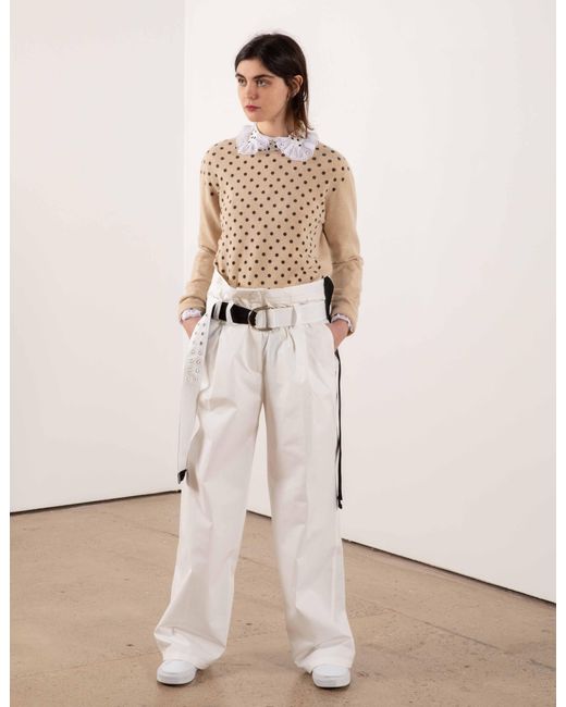 La Fetiche Natural Mimi Spotty Cashmere Sweater With Cotton Side Ties