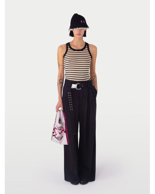 La Fetiche White Romy Striped Vest