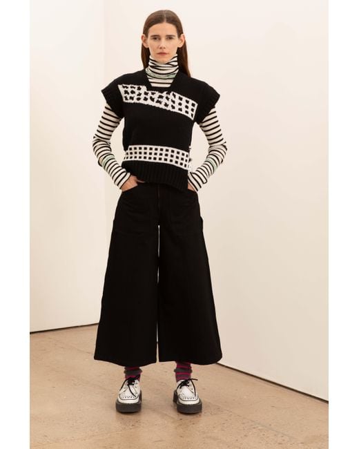 La Fetiche Black Honey High Waisted Deep Denim Culottes With Carpenter/Workwear Details