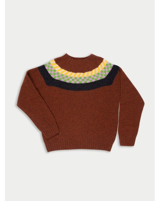 La Fetiche Brown Mildred Fairisle Shetland Sweater