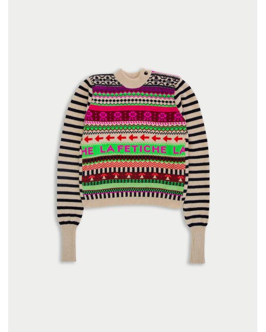 La Fetiche Red Maya Logo Fairisle Styled Sailor Sweater