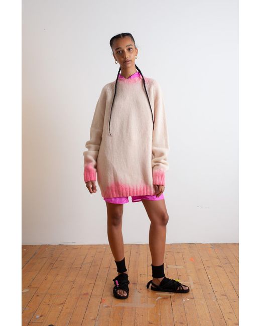 La Fetiche Pink Barney Hand Dye Oversized Menswear Sweater