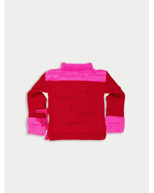 La Fetiche Red Lolita Hand Knitted Drop Stitch Sweater
