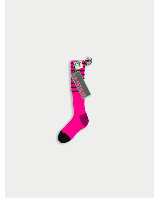 La Fetiche Pink Lyle Hand Knitted Striped Fisherman's Socks
