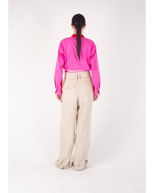 La Fetiche Red June Colour Blocked Shirt