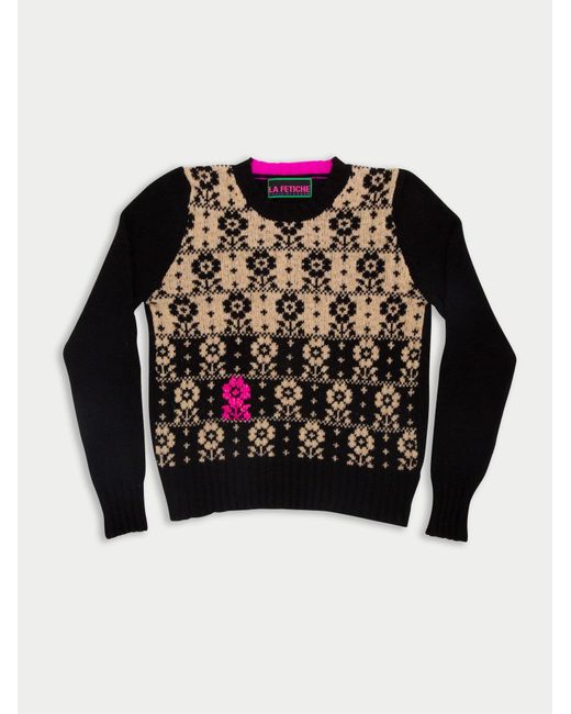 La Fetiche Black Daisy Daisy Jacquard Sweater