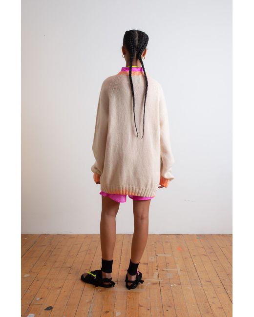 La Fetiche Natural Barney Hand Dye Oversized Menswear Sweater