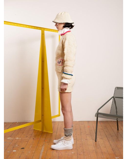 La Fetiche White Rumi Handknitted Shorts