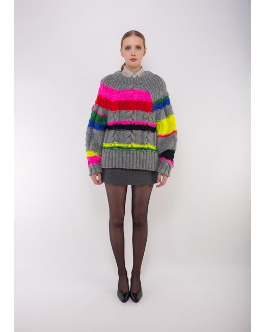 La Fetiche Multicolor Hand Knitted Striped Sweater