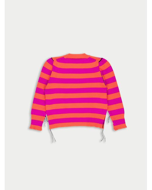 La Fetiche Pink Elsie Cropped Striped Sweater