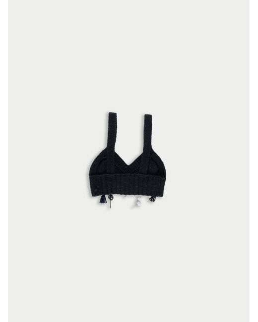 La Fetiche White Lucia Hand-Knitted Embellished Bralette