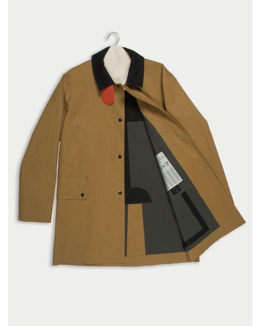 La Fetiche Natural Yoko Traditional Waterproof Cotton Rubber Bonded 3„4 Length Trench Coat, Hand Finished Glued Seams