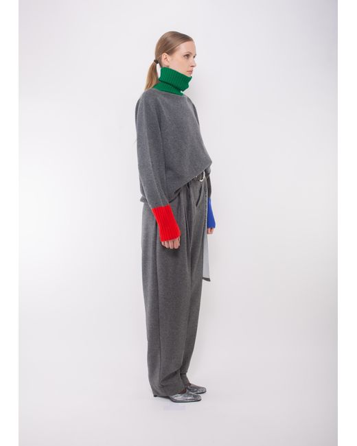 La Fetiche Gray Angela Pleated Trousers