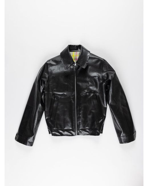 La Fetiche Black Jaime Polished Rubber Reversible Bomber Jacket