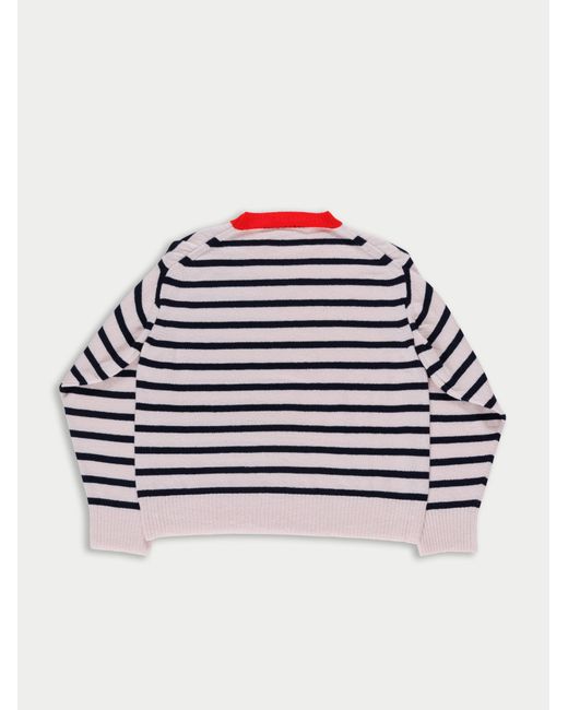 La Fetiche Red Olga Striped Crew Neck Sweater