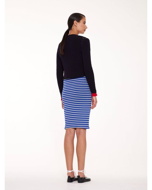 La Fetiche Blue Rosemary Shrunken Fit Ribbed Cardigan