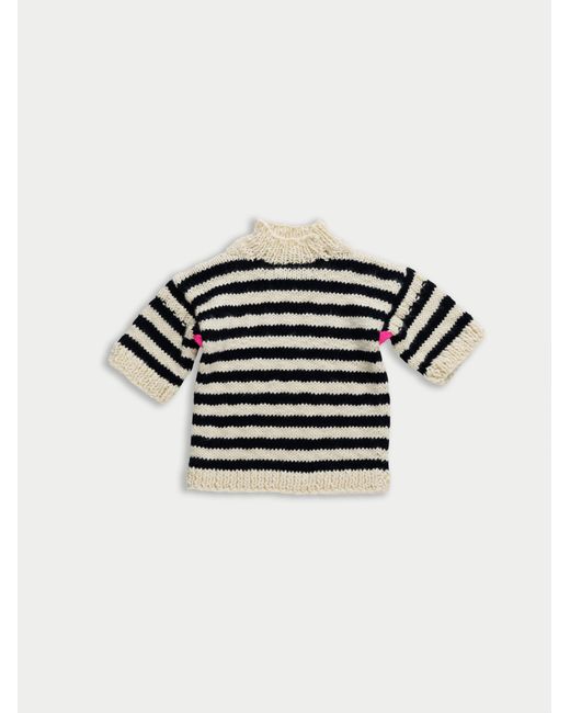 La Fetiche Black Fay Hand Knit Striped T-Shirt Sweater