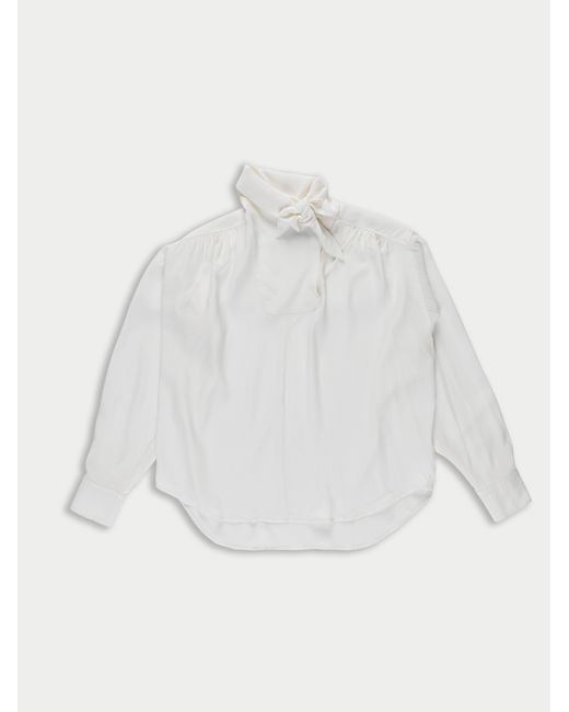 La Fetiche White Nusch Neck Tie Blouse