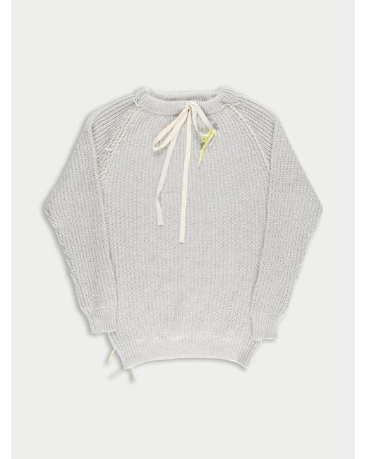 La Fetiche White Iman Oversized Fishermans Rib Sweater
