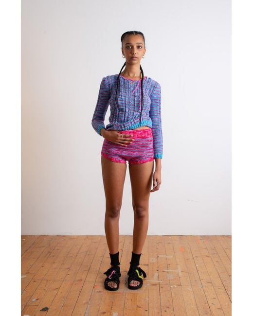 La Fetiche Pink Edie Handknitted Striped Pants