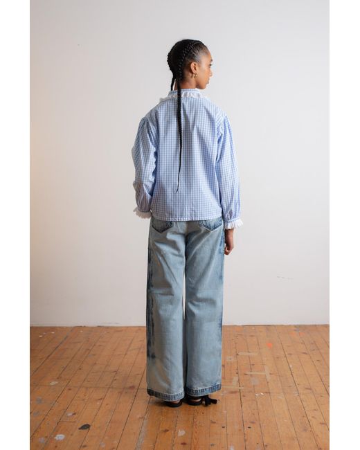 La Fetiche Blue Jane Gingham Cotton Blouse