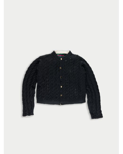 La Fetiche Blue Lisetta Cable & Ladder Cardigan