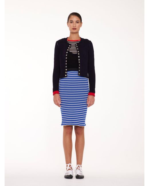 La Fetiche Blue Rosemary Shrunken Fit Ribbed Cardigan
