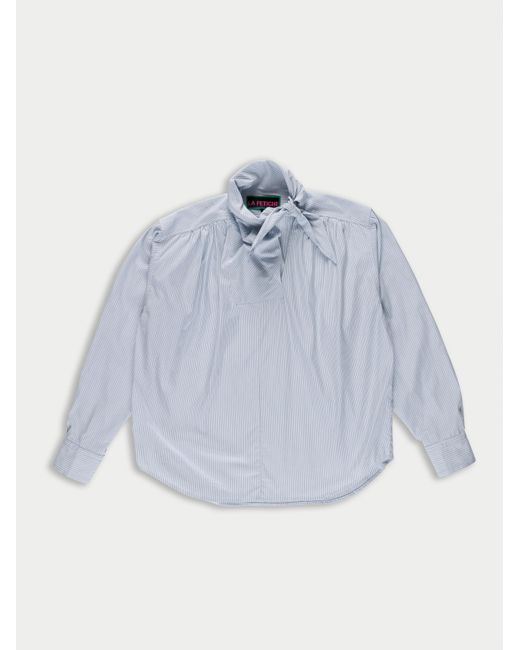 La Fetiche Blue Nusch Neck Tie Blouse