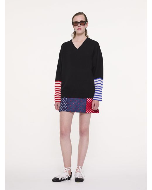 La Fetiche Blue Jean Michel V-Neck Cashmere Sweater
