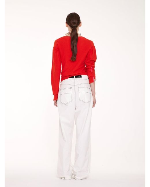 La Fetiche Red Robbie Irregular V-Neck Sweater