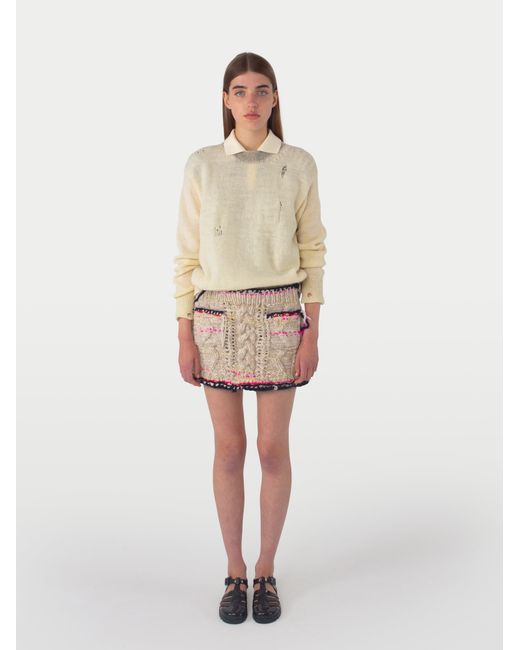 La Fetiche White Millie Crew Neck Sweater
