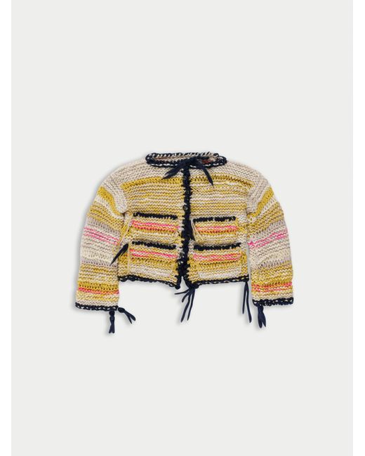 La Fetiche White Fleur Hand Knit Jacket