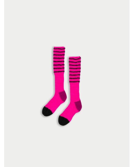 La Fetiche Pink Lyle Hand Knitted Striped Fisherman's Socks