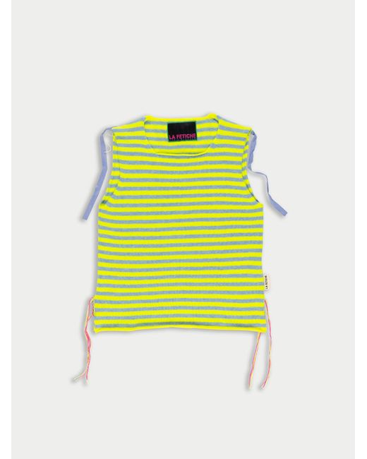 La Fetiche Yellow Lightweight Striped Crew Neck Sweater